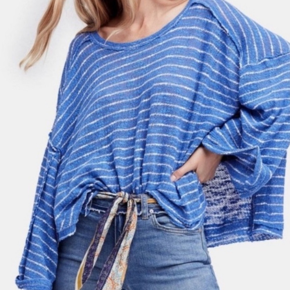 •SOLD• Free People Island Girl Hacci Striped Top - Picture 1 of 7